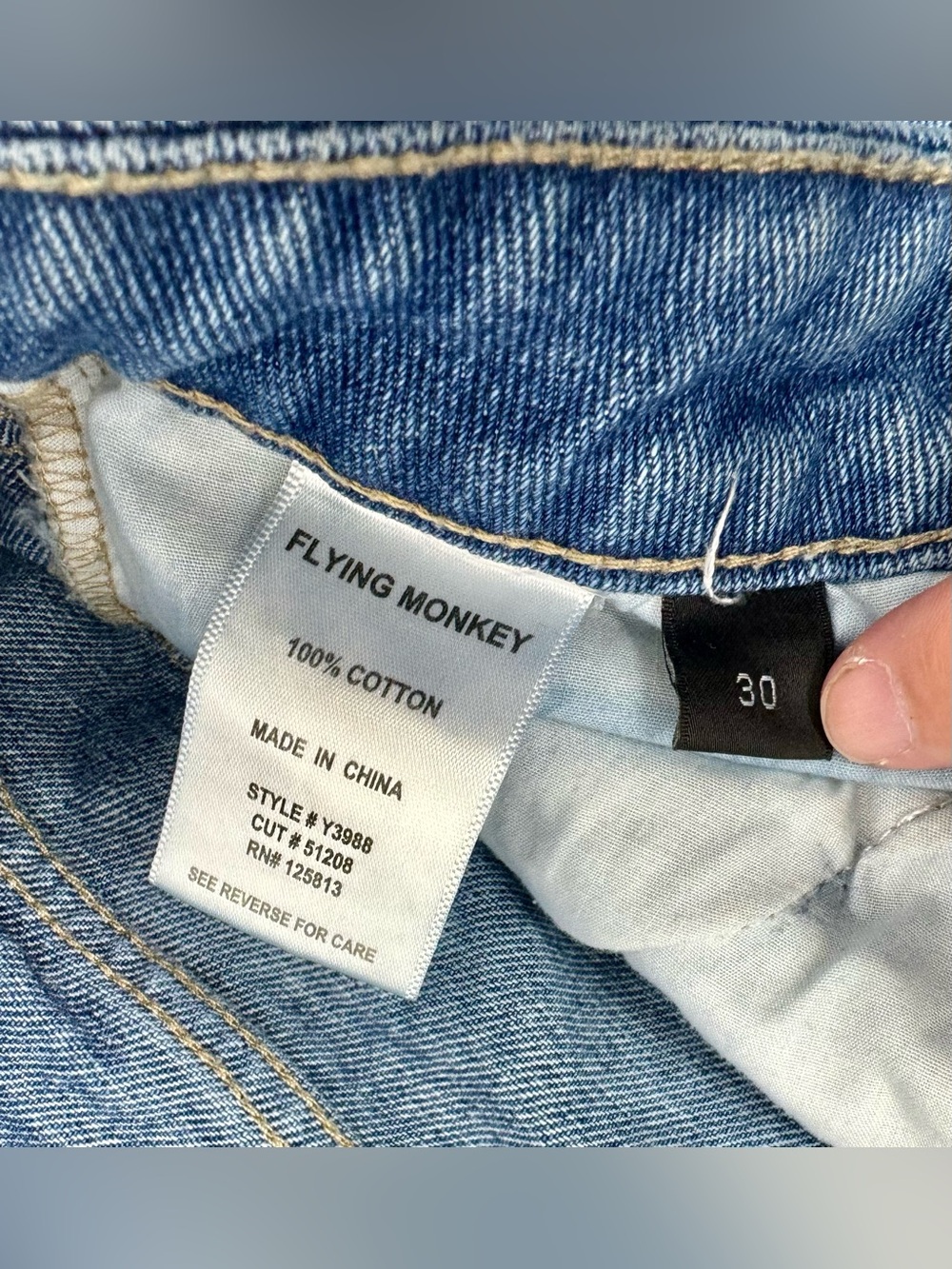 Flying Monkey Jeans Womens 32x26 Blue Medium Wash Mid Rise Distressed - Picture 5 of 11